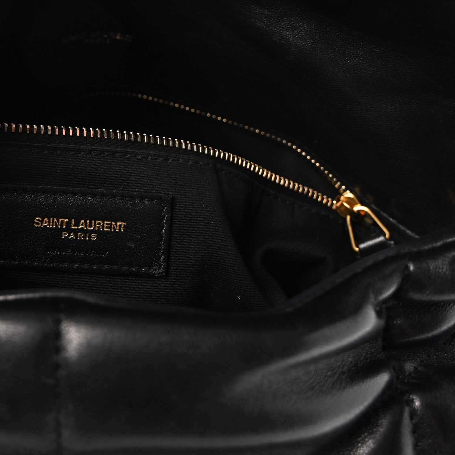 Lambskin Quilted Medium Loulou Puffer Monogram Chain Satchel Black