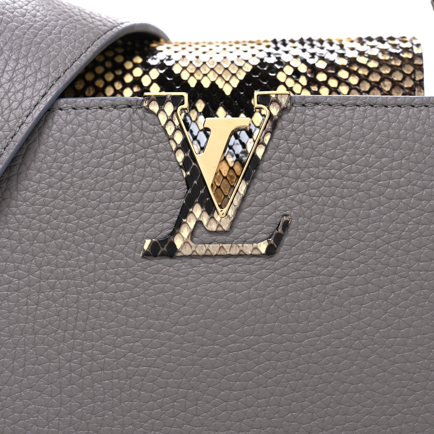 Taurillon Snakeskin Capucines BB Steeple Grey