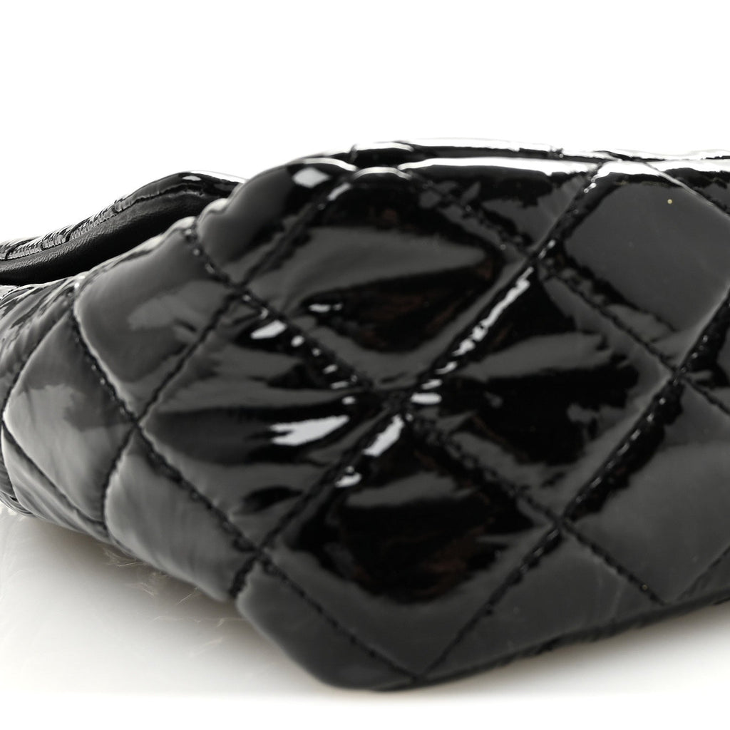 Patent Quilted Jumbo Single Flap Black