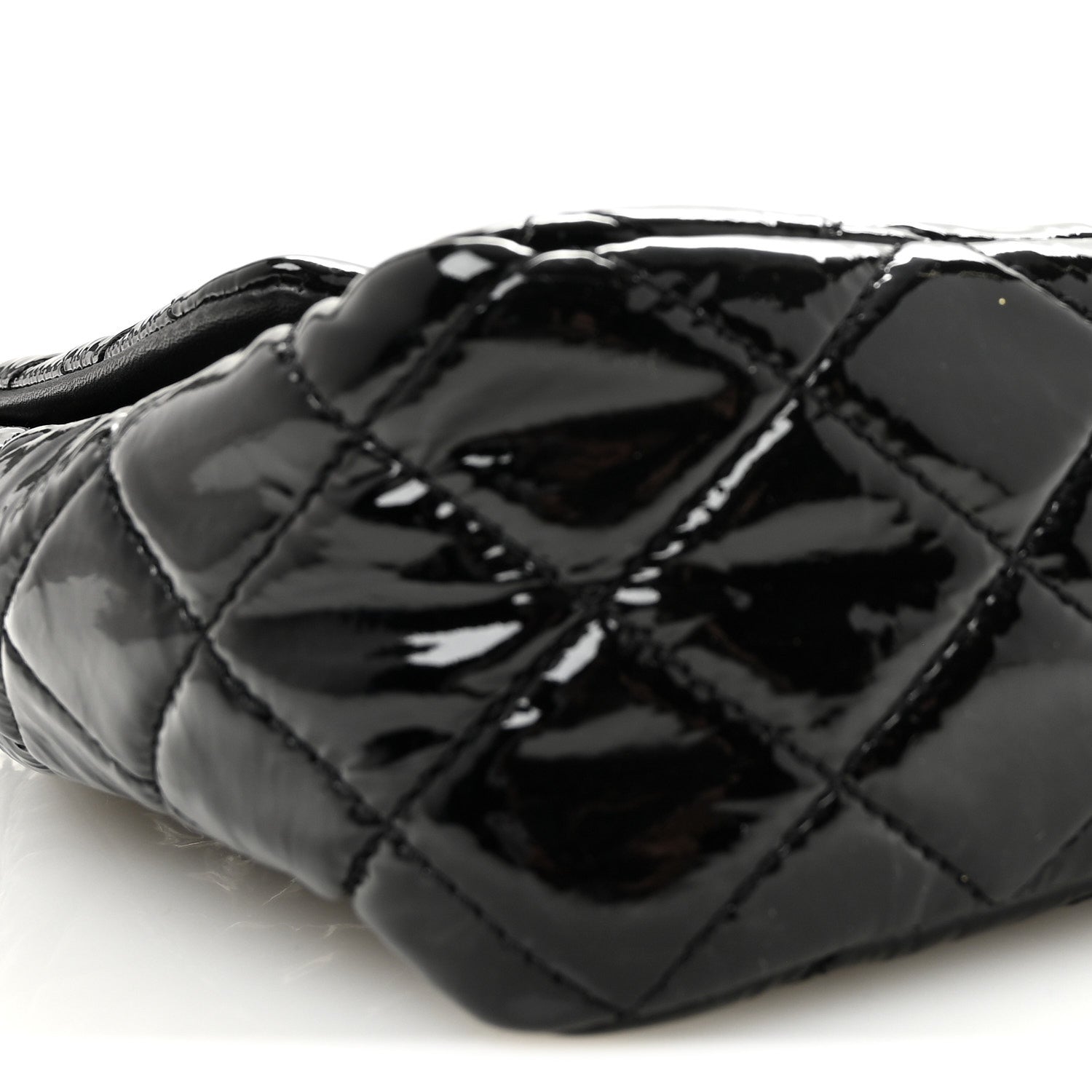 Patent Quilted Jumbo Single Flap Black