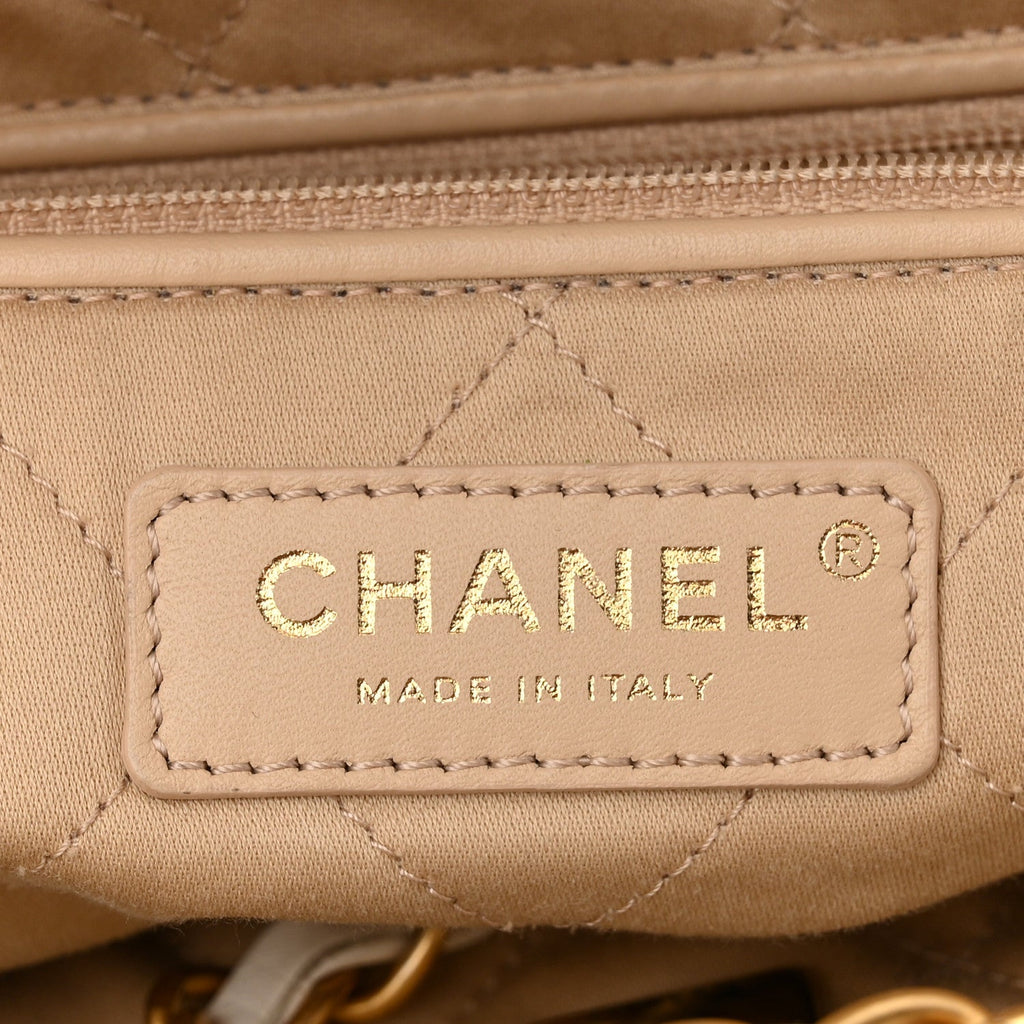 Shiny Calfskin Quilted Small Chanel 22 White
