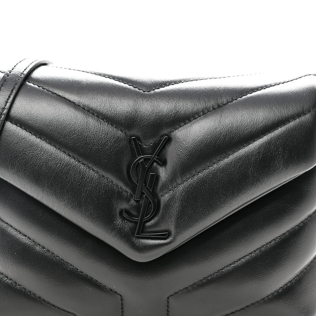 Calfskin Y Quilted Monogram Monochrome Toy Loulou Crossbody Bag Black