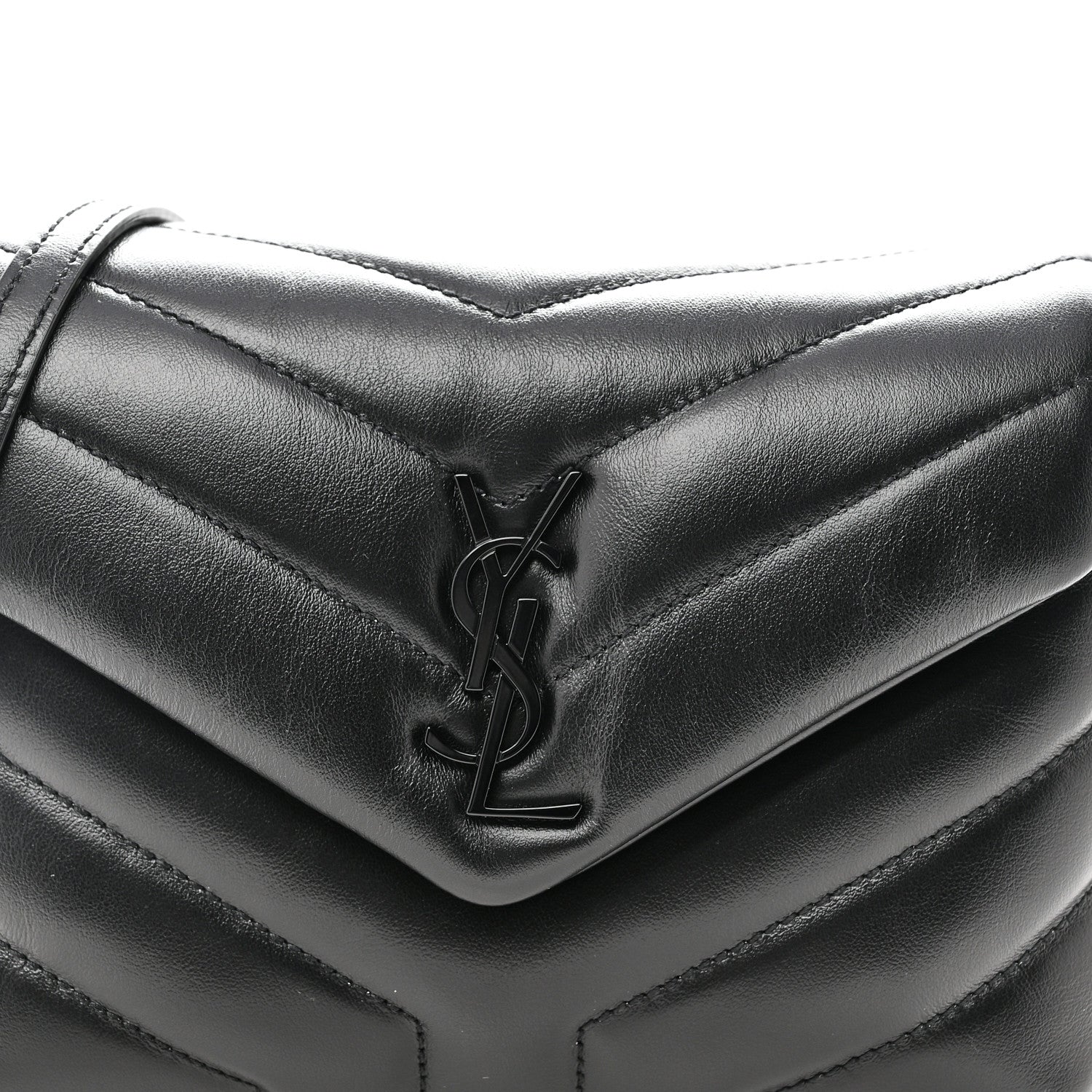 Calfskin Y Quilted Monogram Monochrome Toy Loulou Crossbody Bag Black