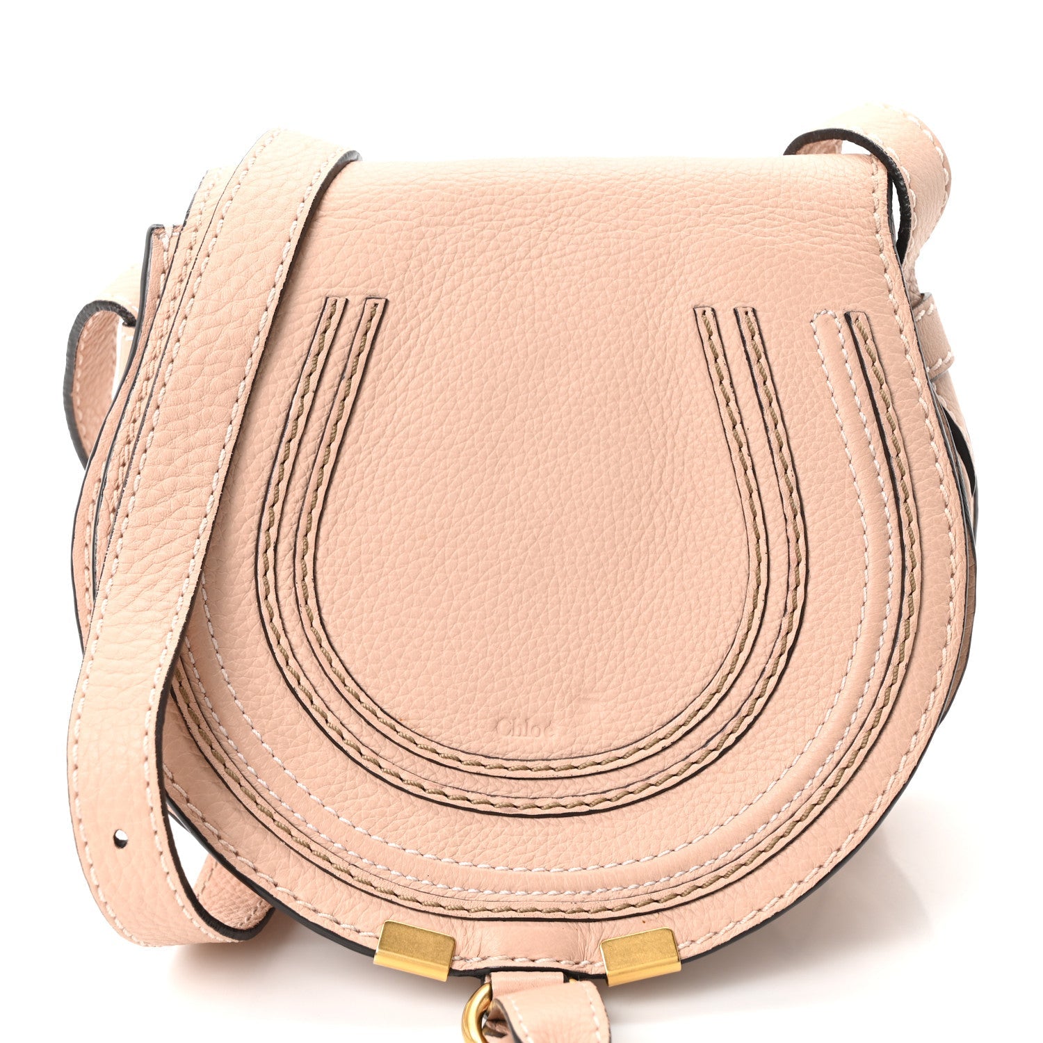 Grained Calfskin Small Marcie Saddle Bag Anemone Pink