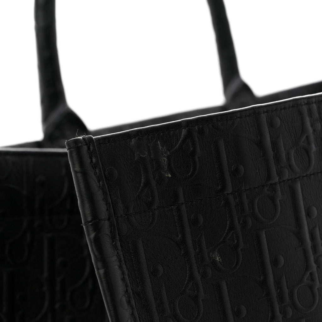 Oblique Calfskin Embossed Large Book Tote TBlack