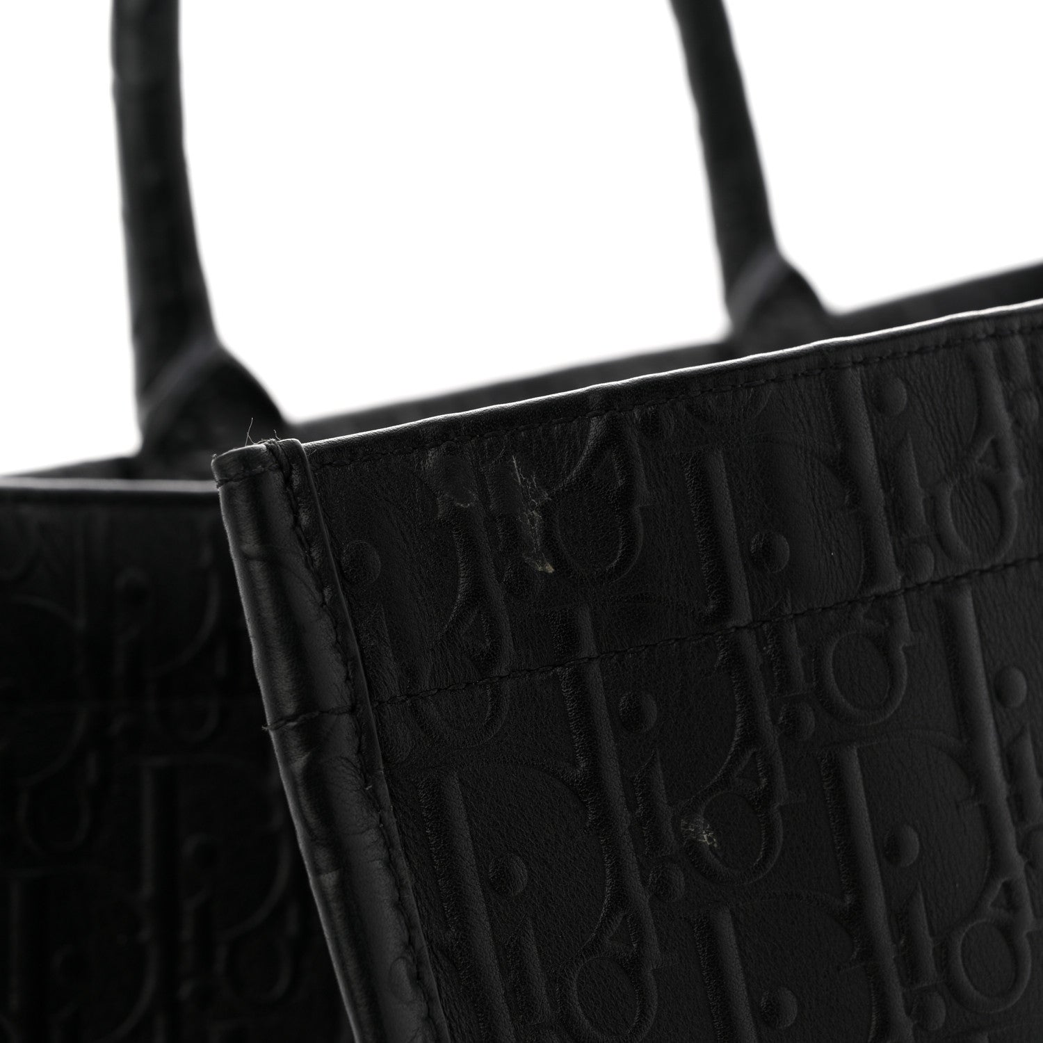 Oblique Calfskin Embossed Large Book Tote TBlack