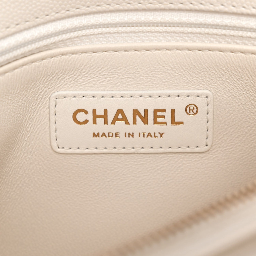 Caviar Quilted Small Coco Handle Flap White