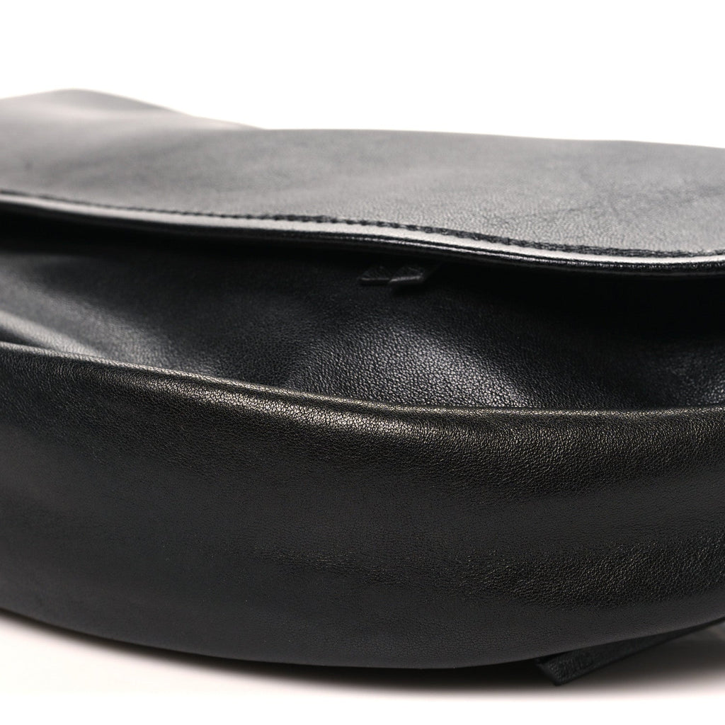 Shiny Lambskin Soft Triomphe Half Moon Bag Black