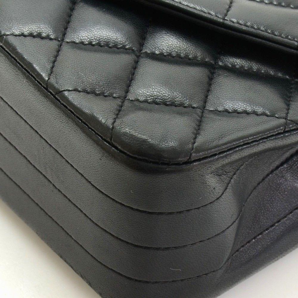Vintage Chanel 9" Black Quilted Leather Shoulder Classic Flap Bag Excellent CC70