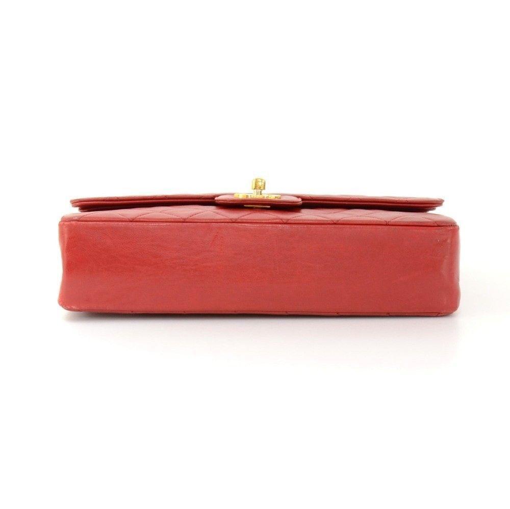 Vintage CHANEL 2.55 10inch Double Flap Red Quilted Leather Shoulder Bag