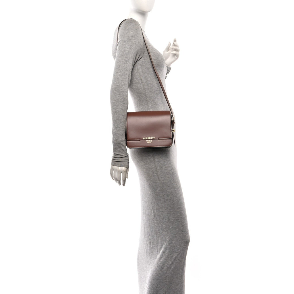 Smooth Calfskin Two Tone Small Grace Bag Malt Brown Black