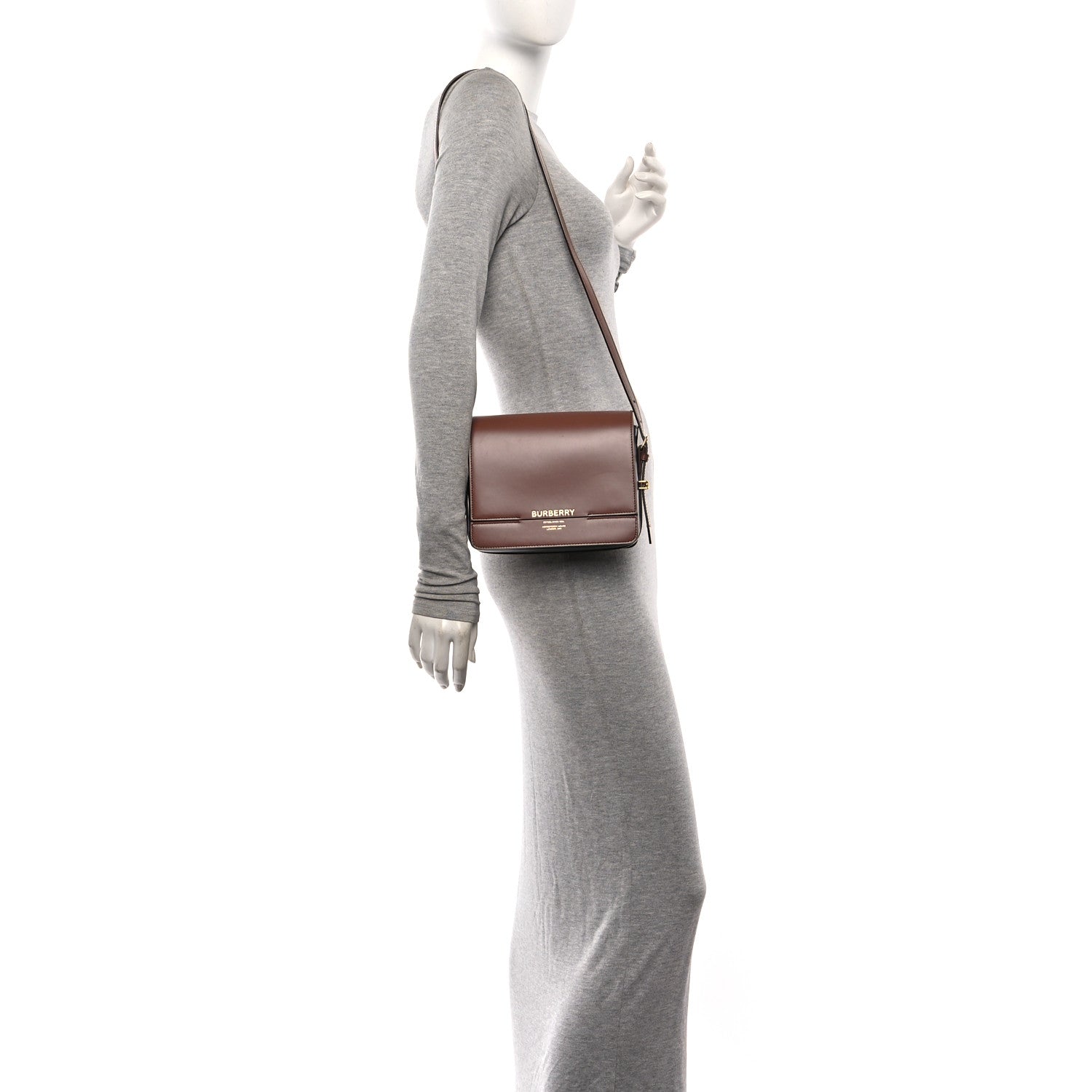Smooth Calfskin Two Tone Small Grace Bag Malt Brown Black
