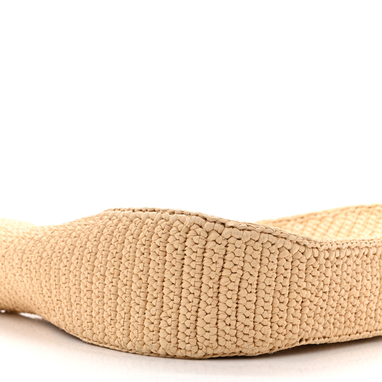 Yarn Raffia Effect Crochet Embroidered Logo Hobo Naturale
