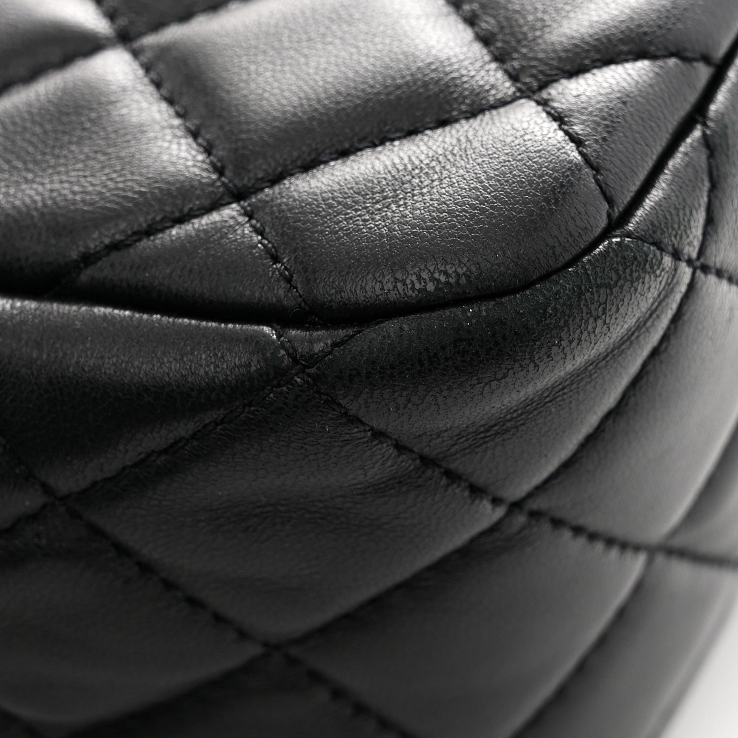 Lambskin Quilted Small Pearl Crush Hobo Black