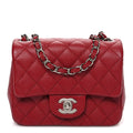 Caviar Quilted Mini Square Flap Red