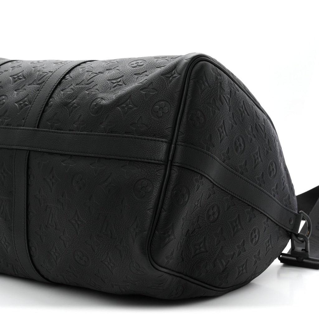 Calfskin Shadow Monogram Keepall Bandouliere 50 Black