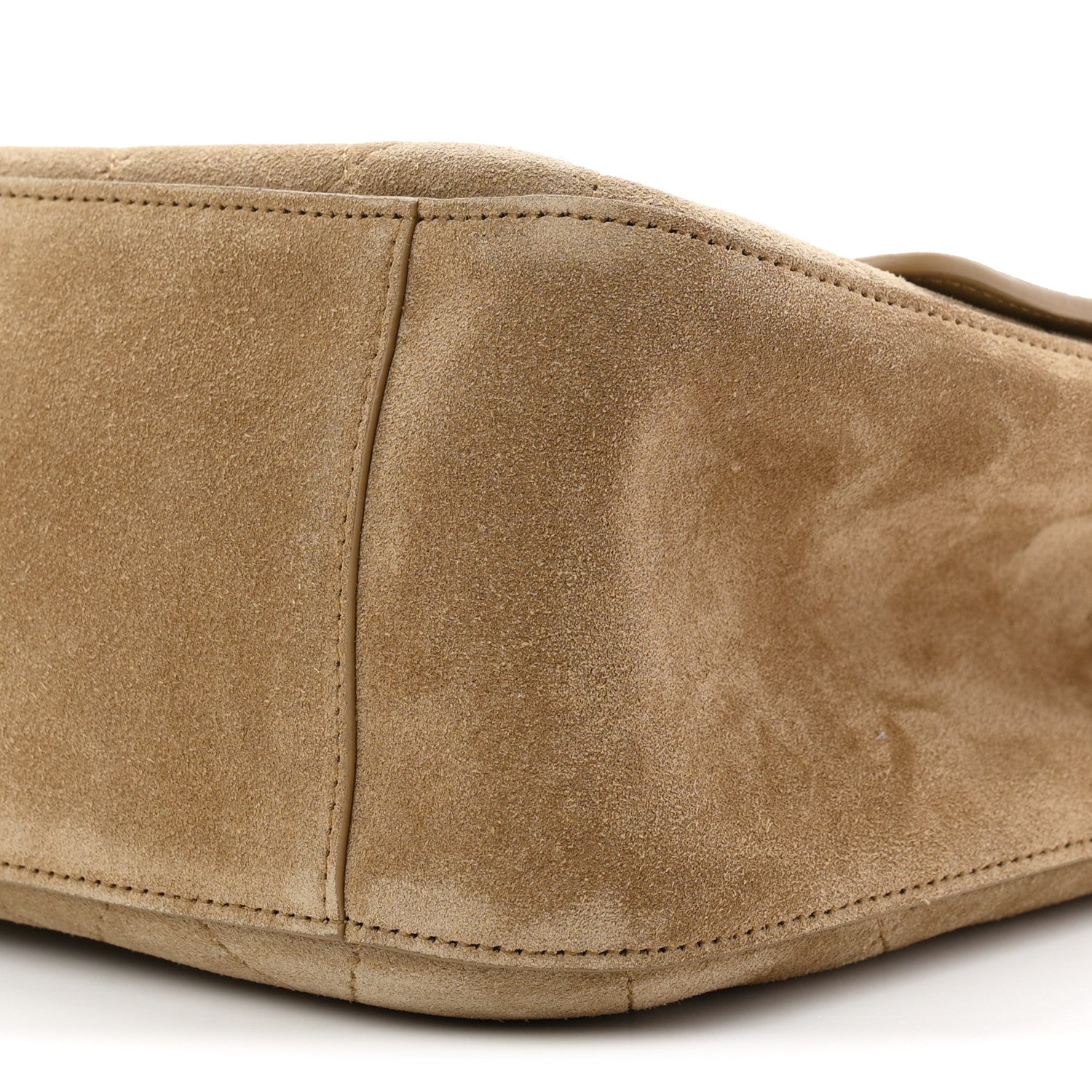 Suede Calfskin Small Souplissimo Maxi Flap Dark Beige