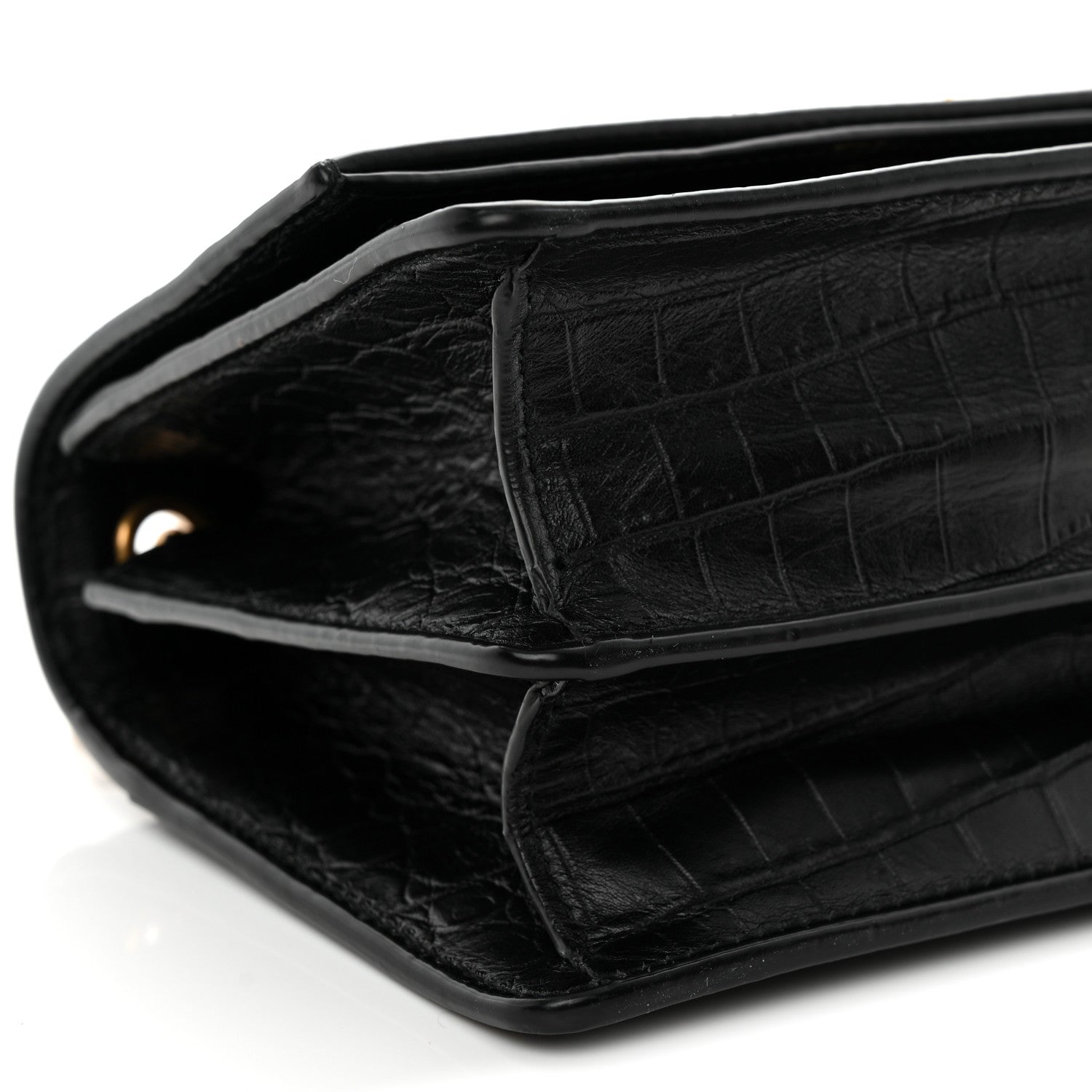 Calfskin Crocodile Embossed Monogram Small Sunset Black