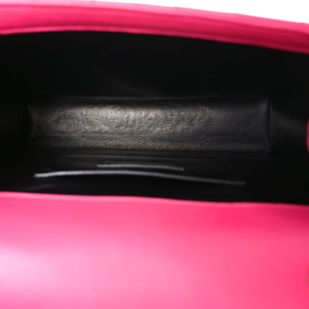 Lambskin Matelasse Medium Monogram Satchel Fuchsia
