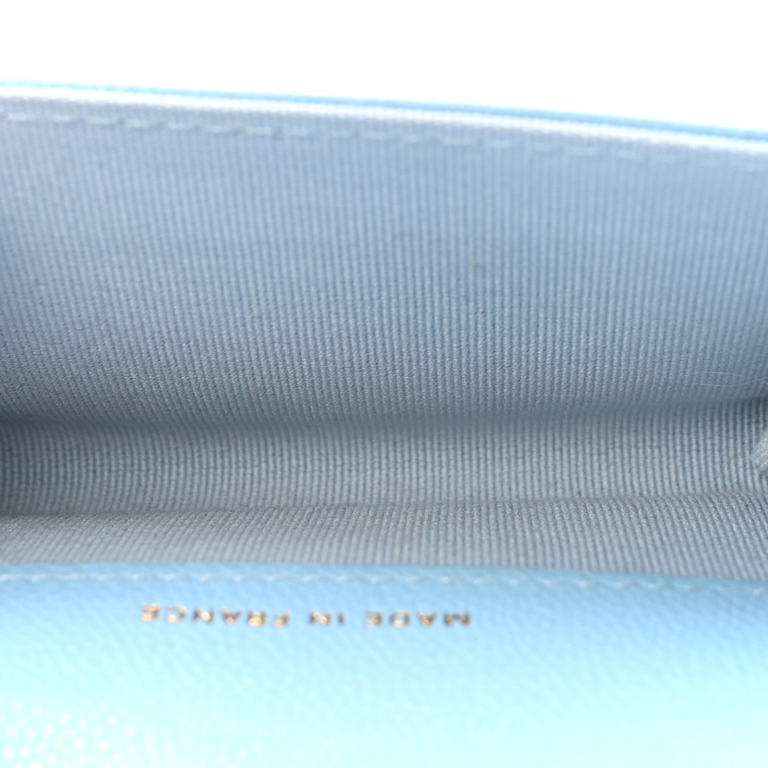 Caviar Quilted Flap Card Holder Wallet Light Blue