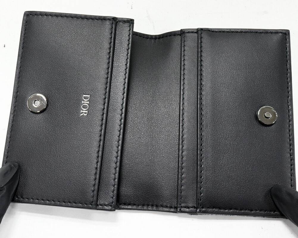 Dior Saddle Oblique Canvas Calf Business Card Holder