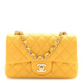 Caviar Quilted Mini Rectangular Flap Yellow