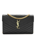Grain De Poudre Matelasse Chevron Monogram Chain Wallet Black