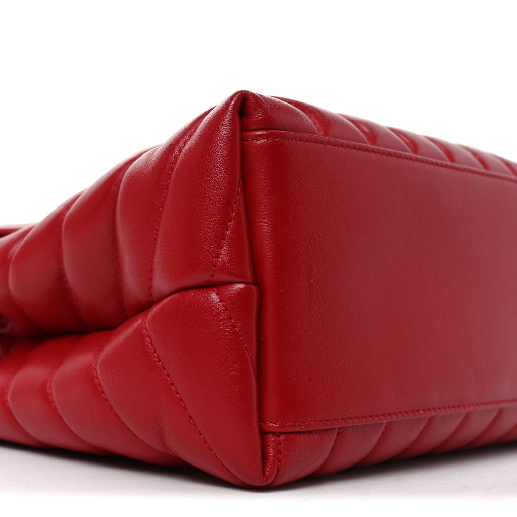 Calfskin Y Quilted Monogram Medium Loulou Chain Satchel Red