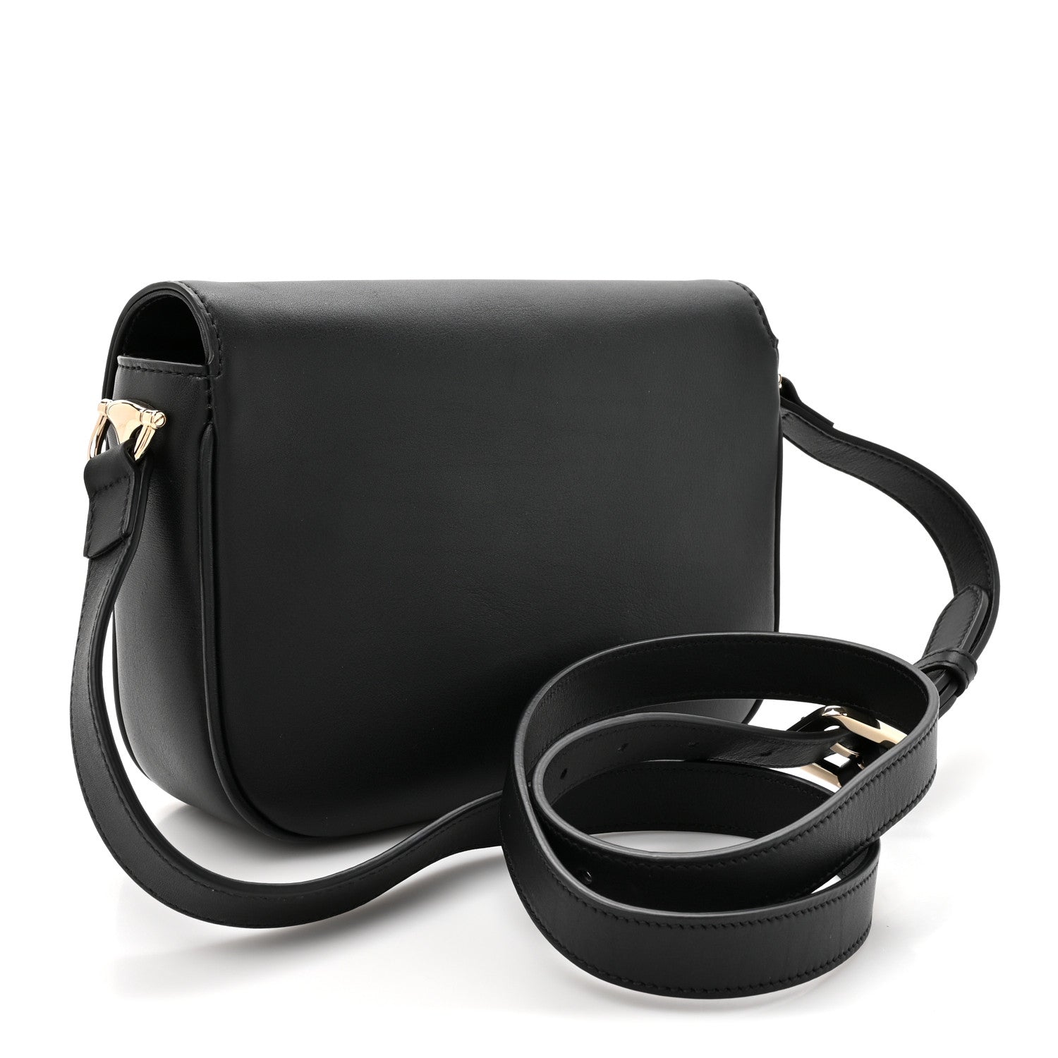 Arabella Calfskin Horsebit 1955 Soft Small Shoulder Bag Black