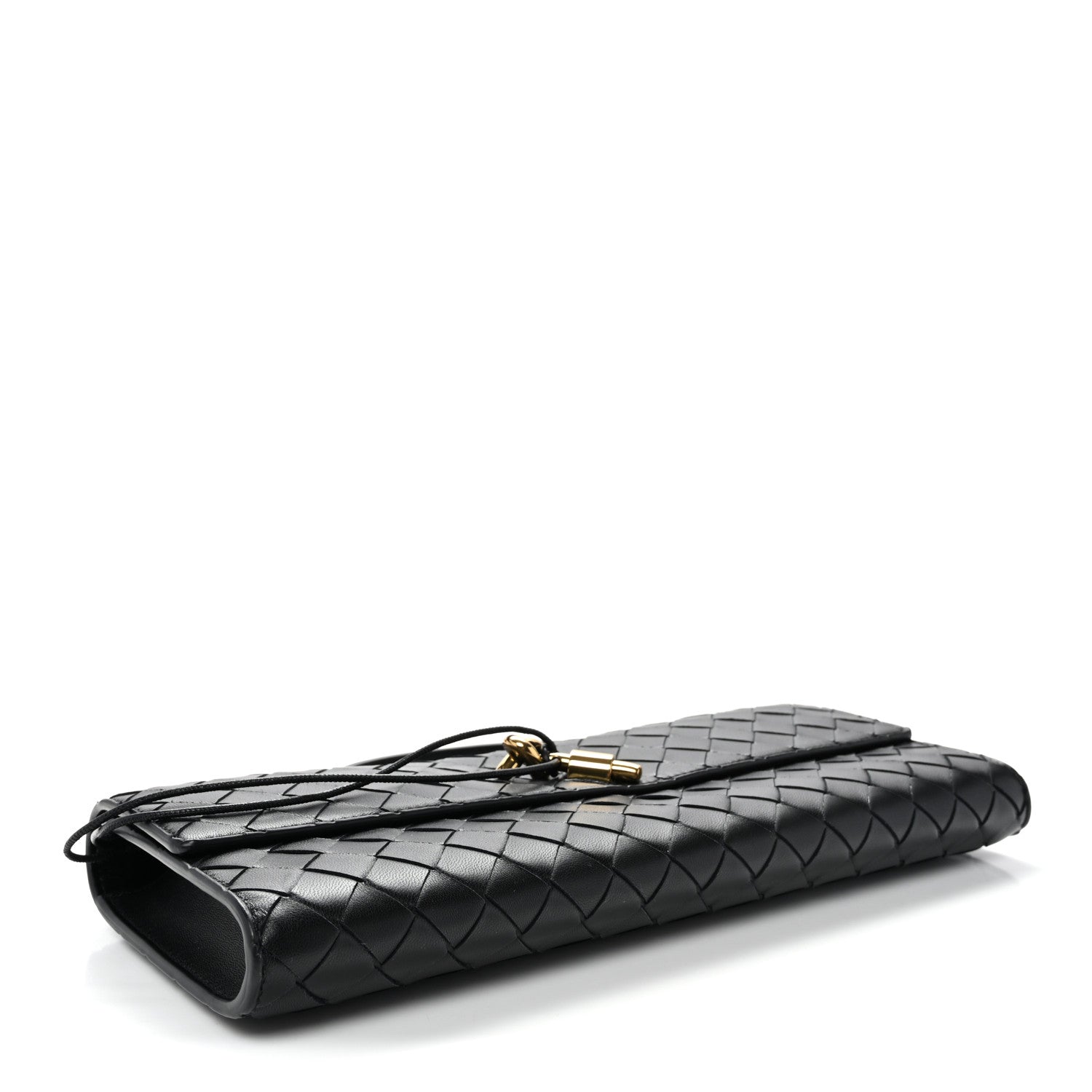 Nappa Intrecciato Long Andiamo Top Handle Clutch Black