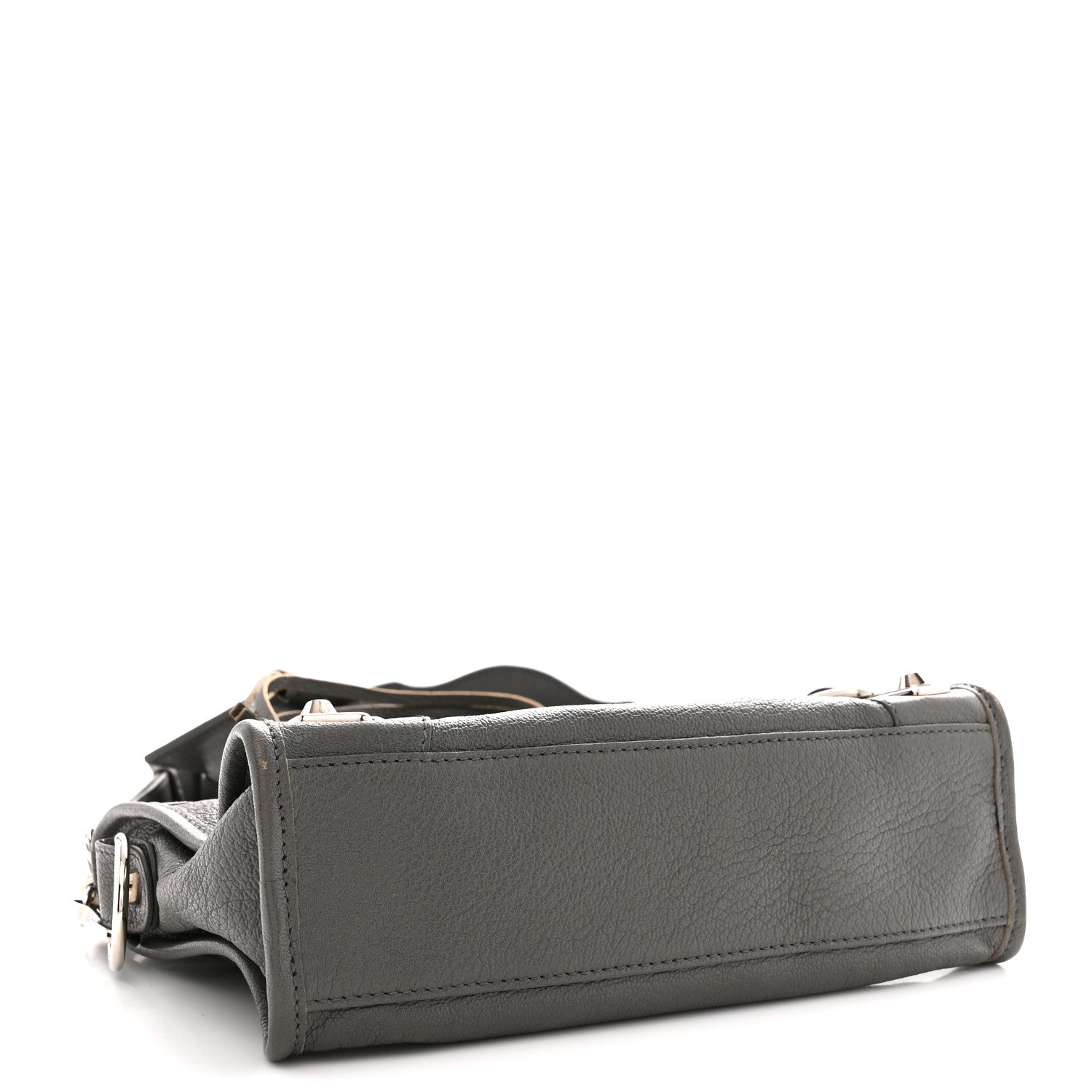 Chevre Silver Metallic Edge Hardware Mini City Bleu Acier