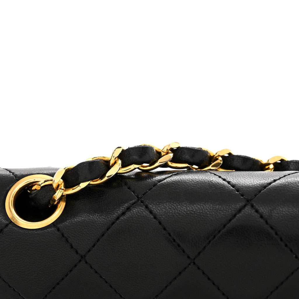 Lambskin Quilted Small Double Flap Black