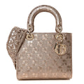 Metallic Calfskin Braided Medium Lady Dior Gold