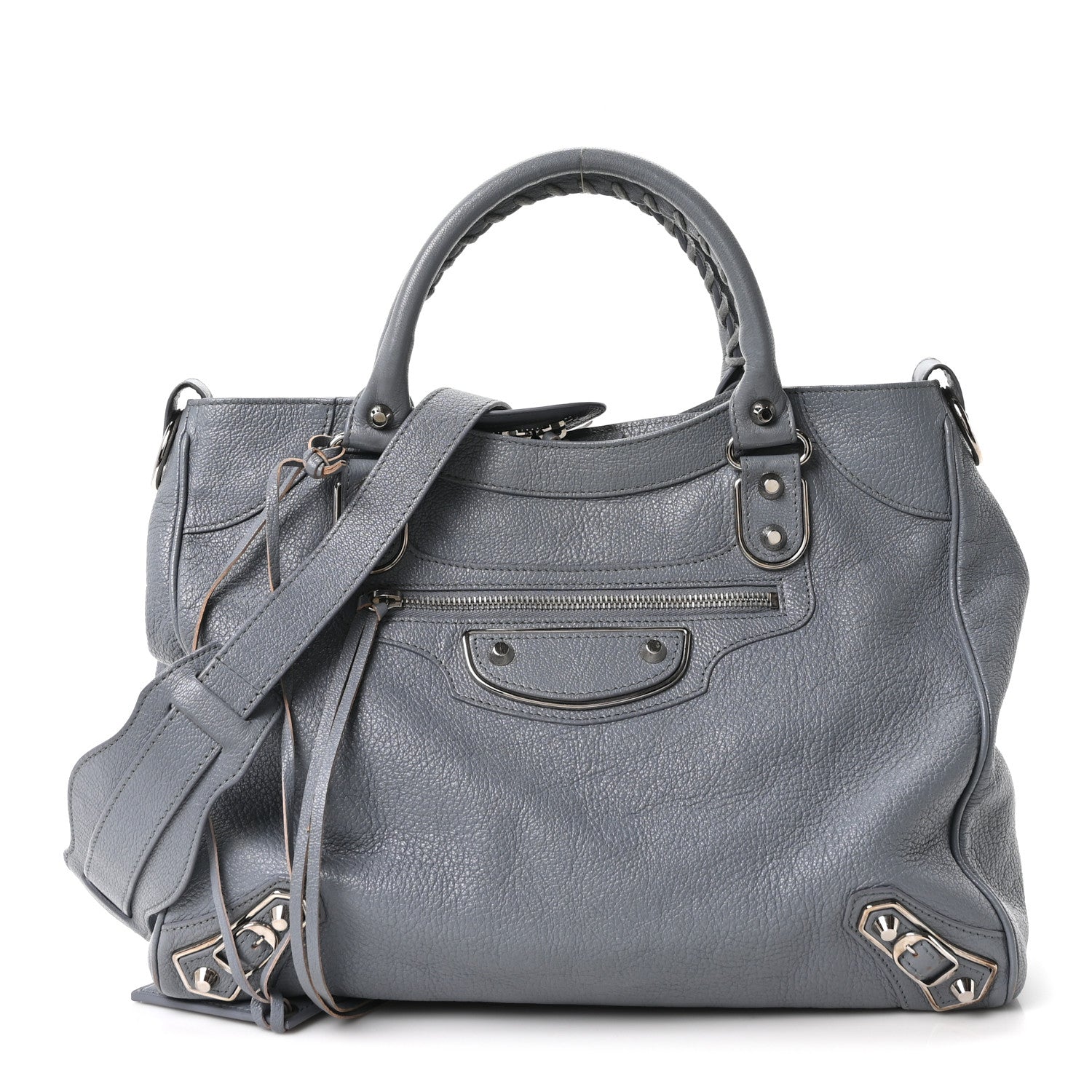 Chevre Silver Metallic Edge Hardware Velo Gris Acier