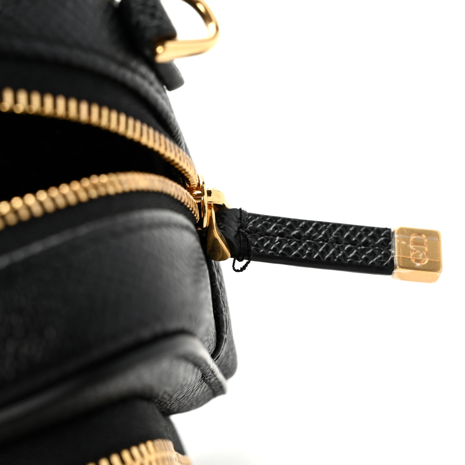 Grained Calfskin Caro Double Pouch Black Black