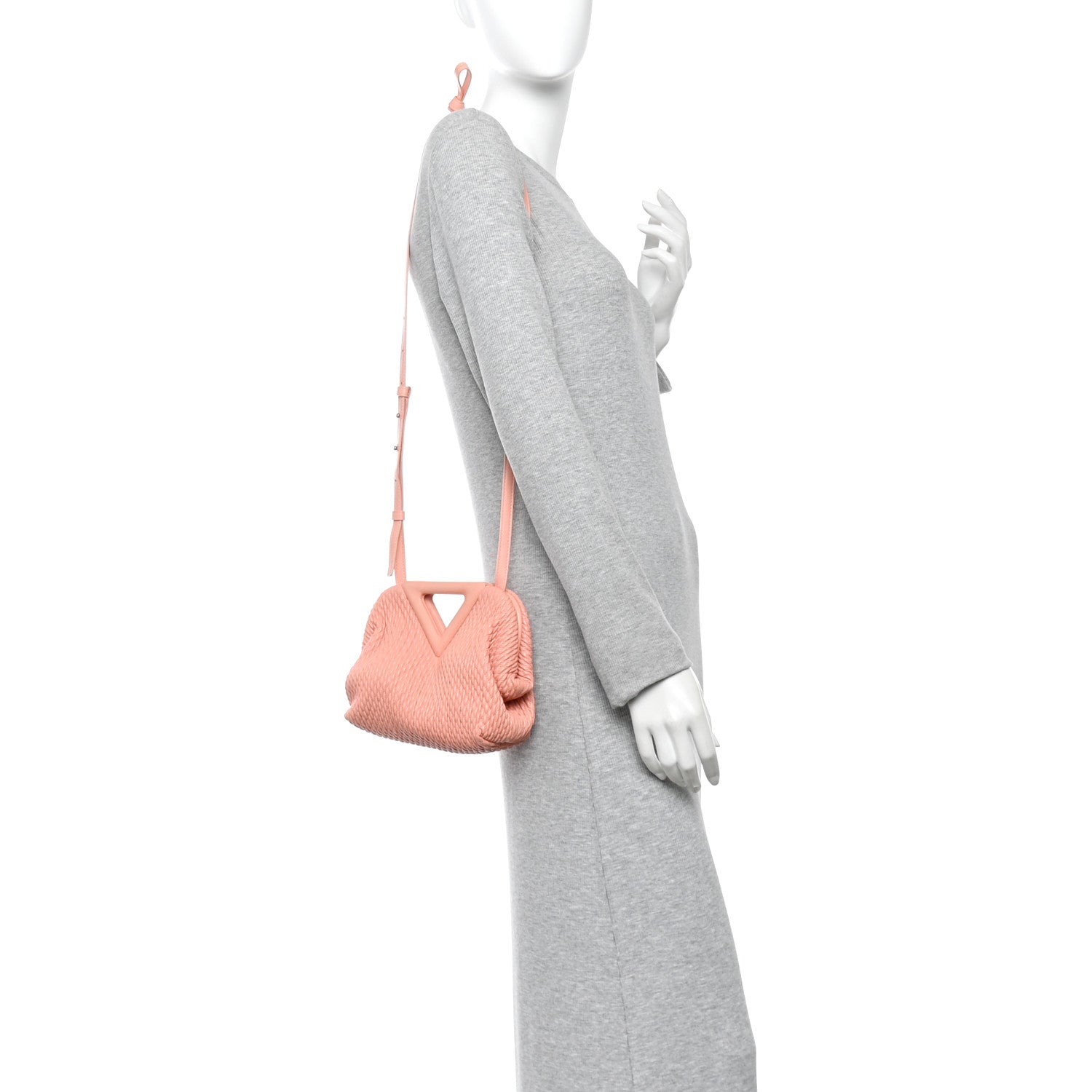 Lambskin Knit Small The Point Triangle Bag Peachy