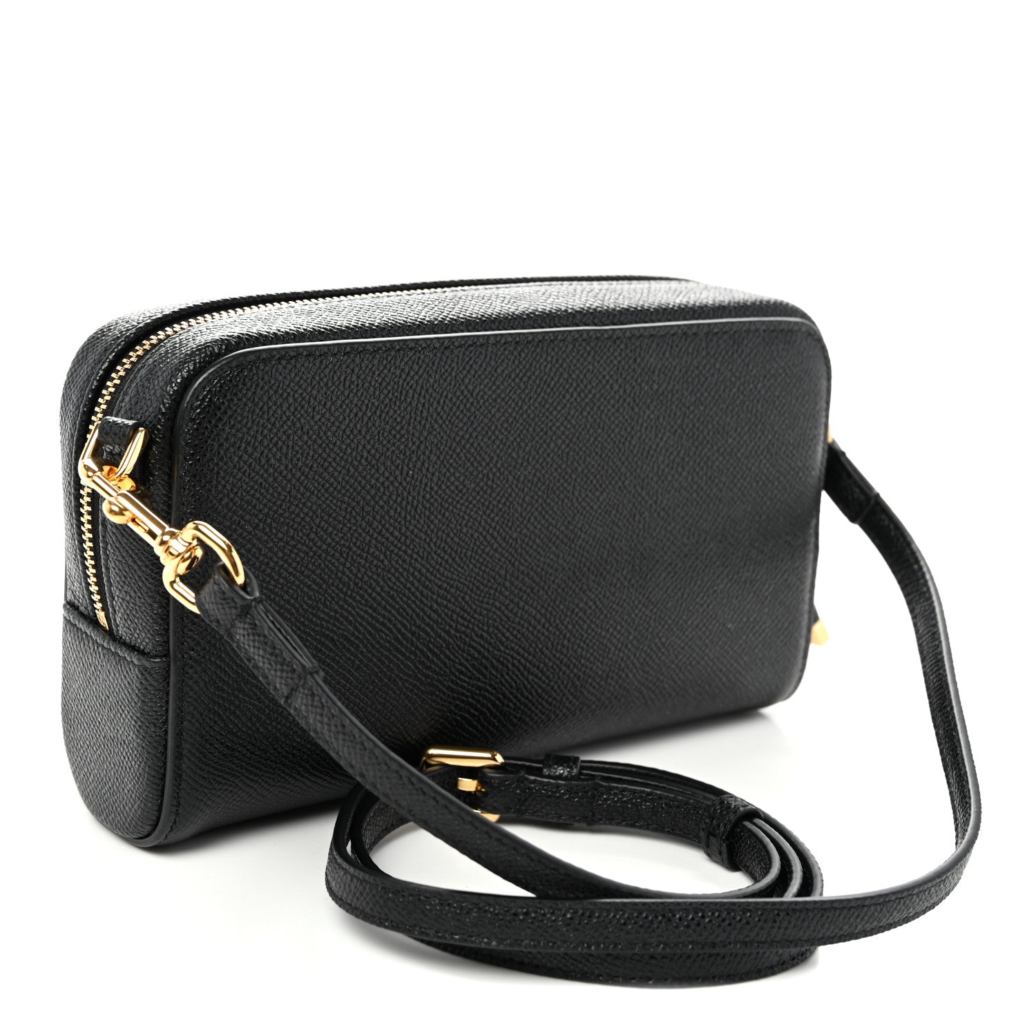 Grained Calfskin Caro Double Pouch Black Black