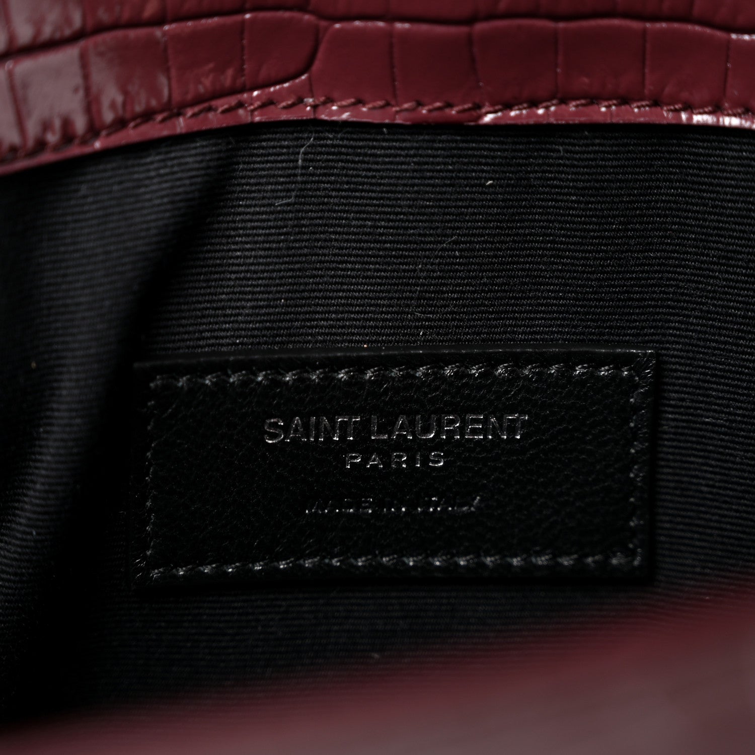 Calfskin Crocodile Embossed Uptown Monogram Clutch Rouge Legion
