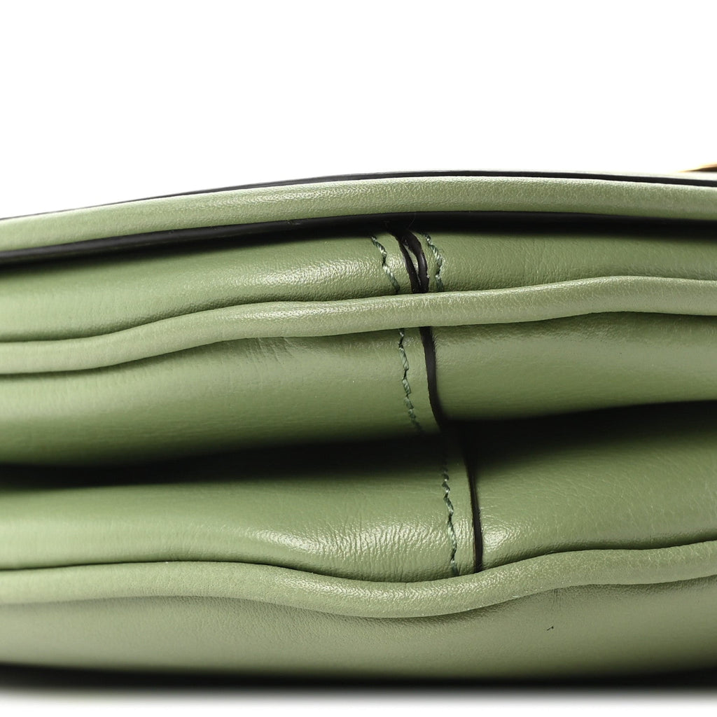 Roxy Calfskin Web Medium Blondie Top Handle Shoulder Flap Bag Salamander Green