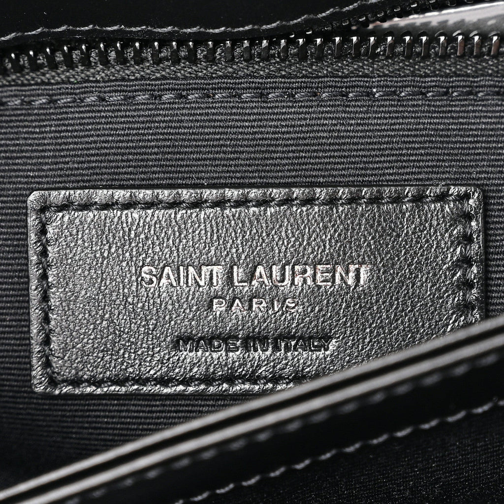 Calfskin Y Quilted Monogram Monochrome Toy Loulou Crossbody Bag Black