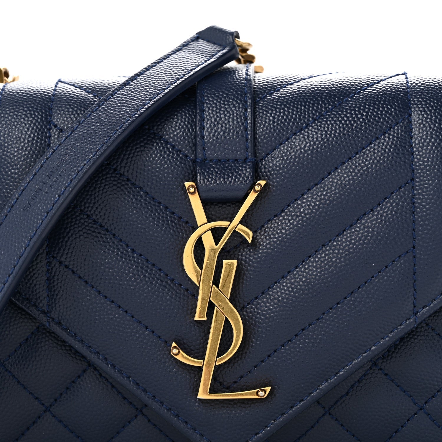 Grain De Poudre Textured Mixed Matelasse Triquilt Small Monogram Satchel Blue Charron