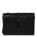 Grain De Poudre Textured Mixed Matelasse Triquilt Medium Monogram Monochrome Satchel Black