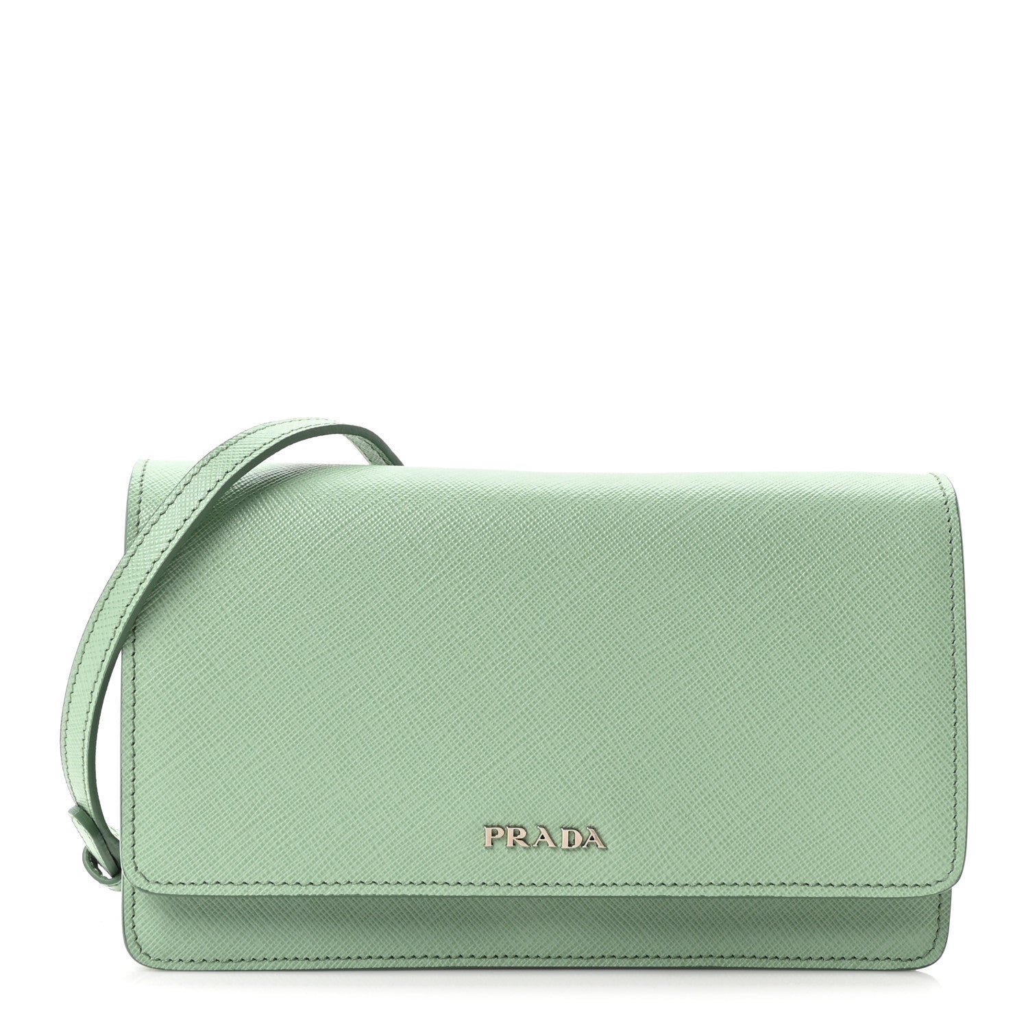 Saffiano Lux Metal Flap Wallet Acquamarina
