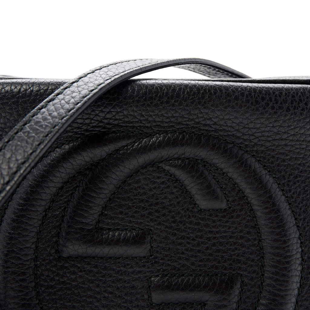 Pebbled Calfskin Small Soho Disco Bag Black