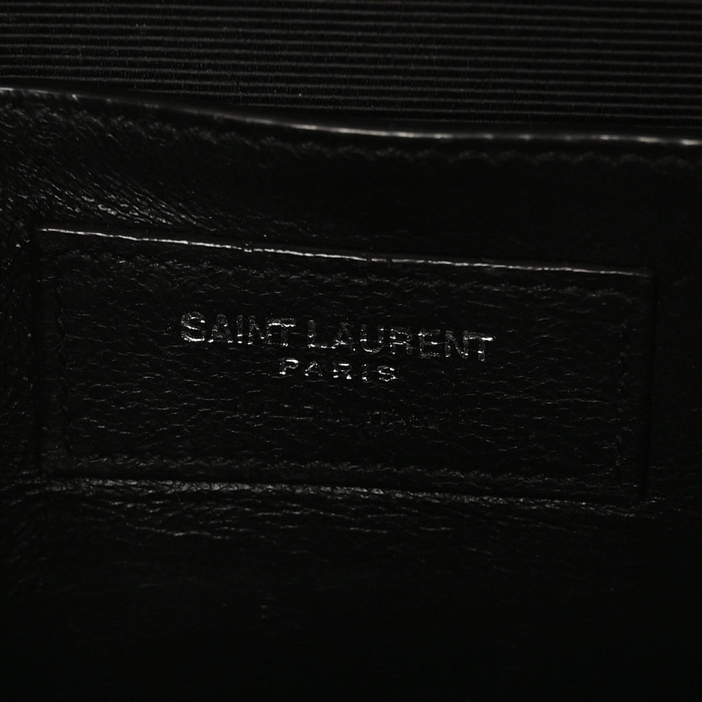 Grain De Poudre Textured Mixed Matelasse Triquilt Small Monogram Satchel Black