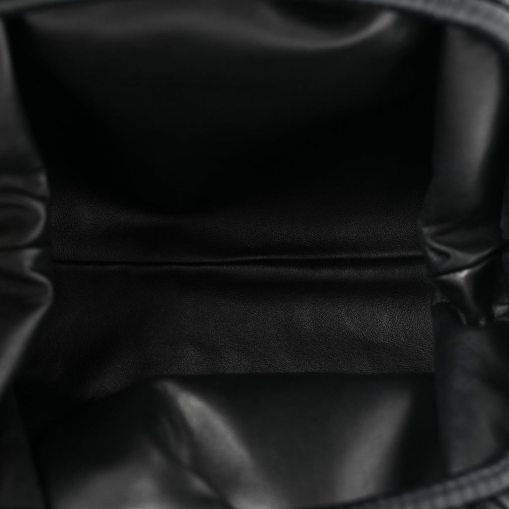 Bark Calfskin Embossed The Pouch Oversized Clutch Black