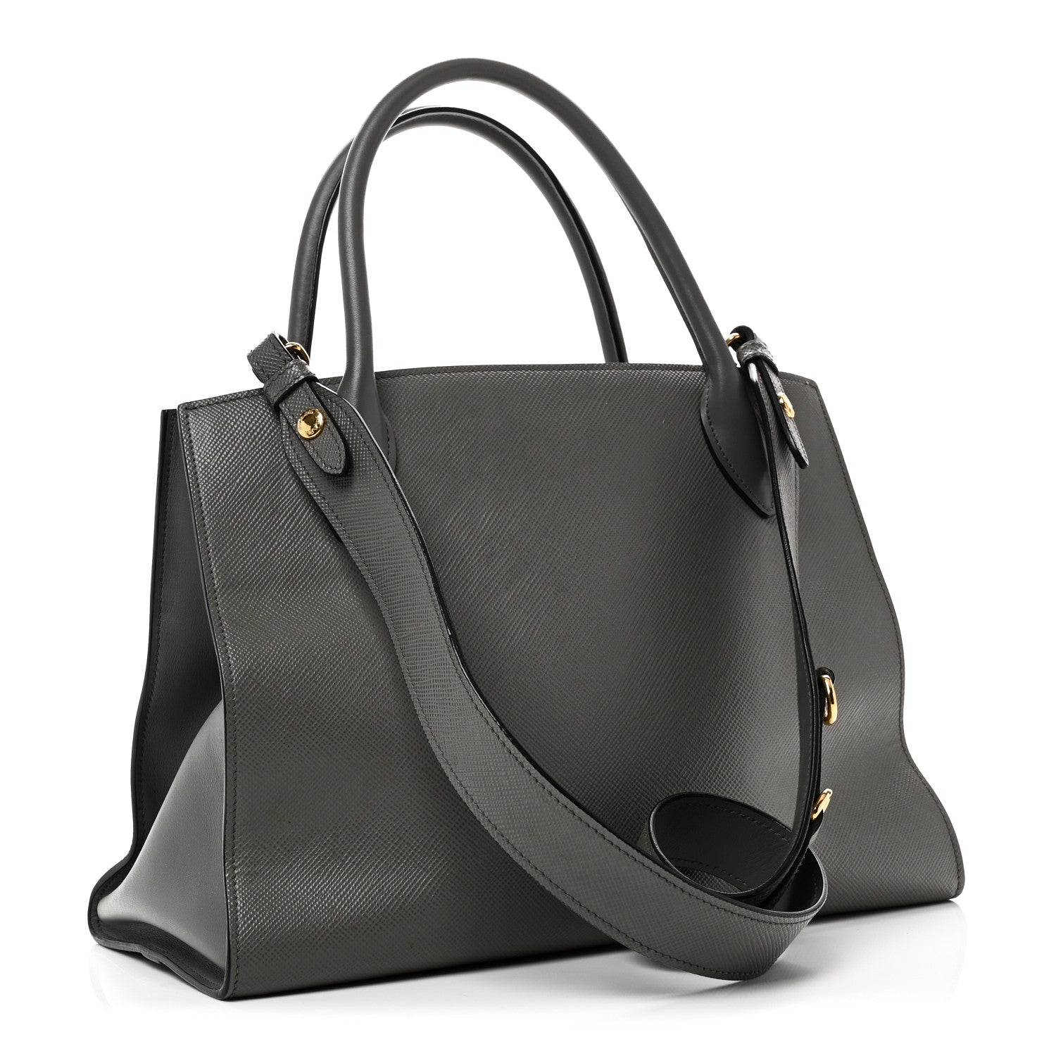 Saffiano Cuir Calfskin Medium Monochrome Top Handle Tote Ardesia