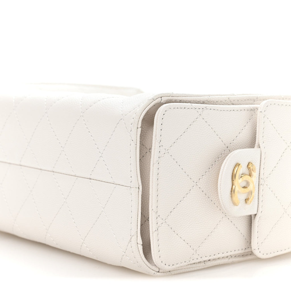 Caviar Quilted Mini Chanel 25 Handbag White