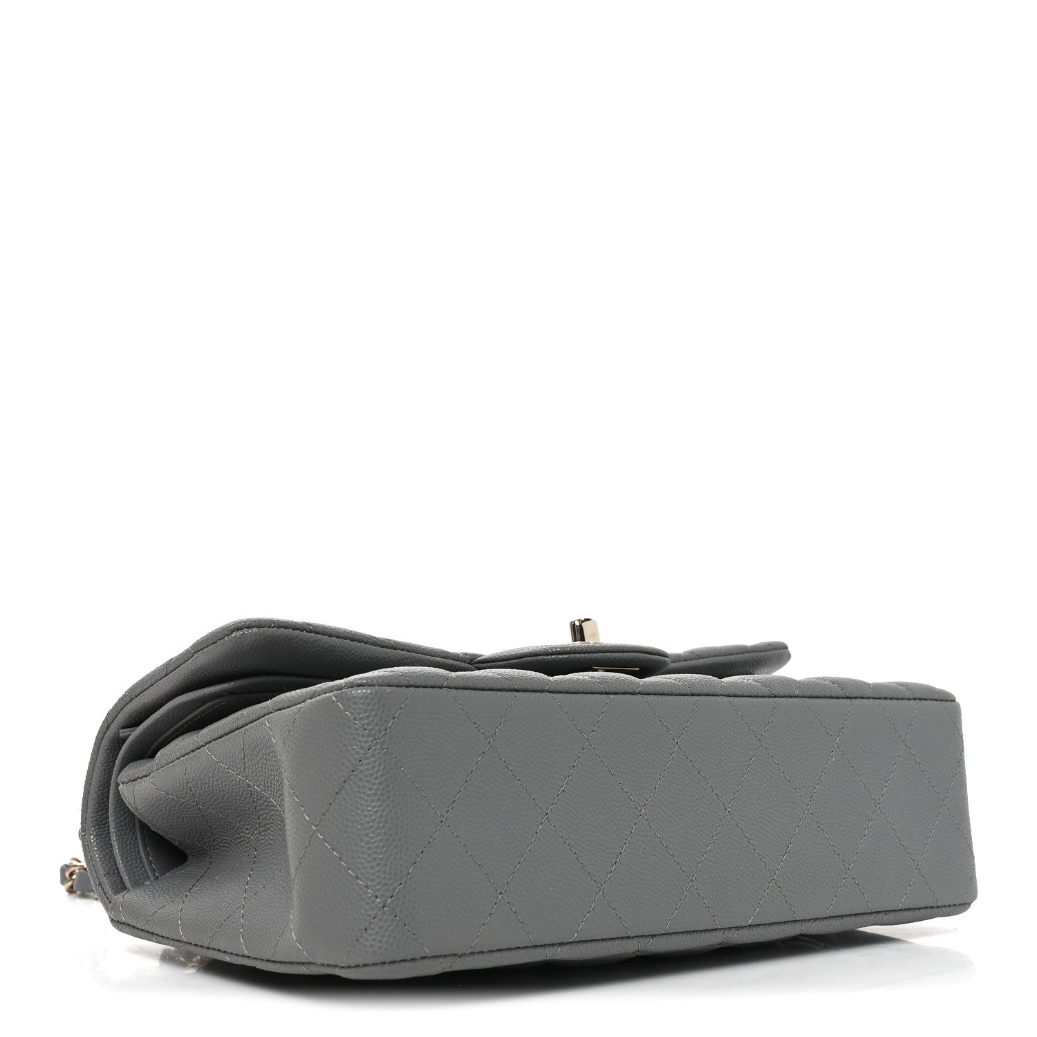 Caviar Quilted Small Double Flap Grey