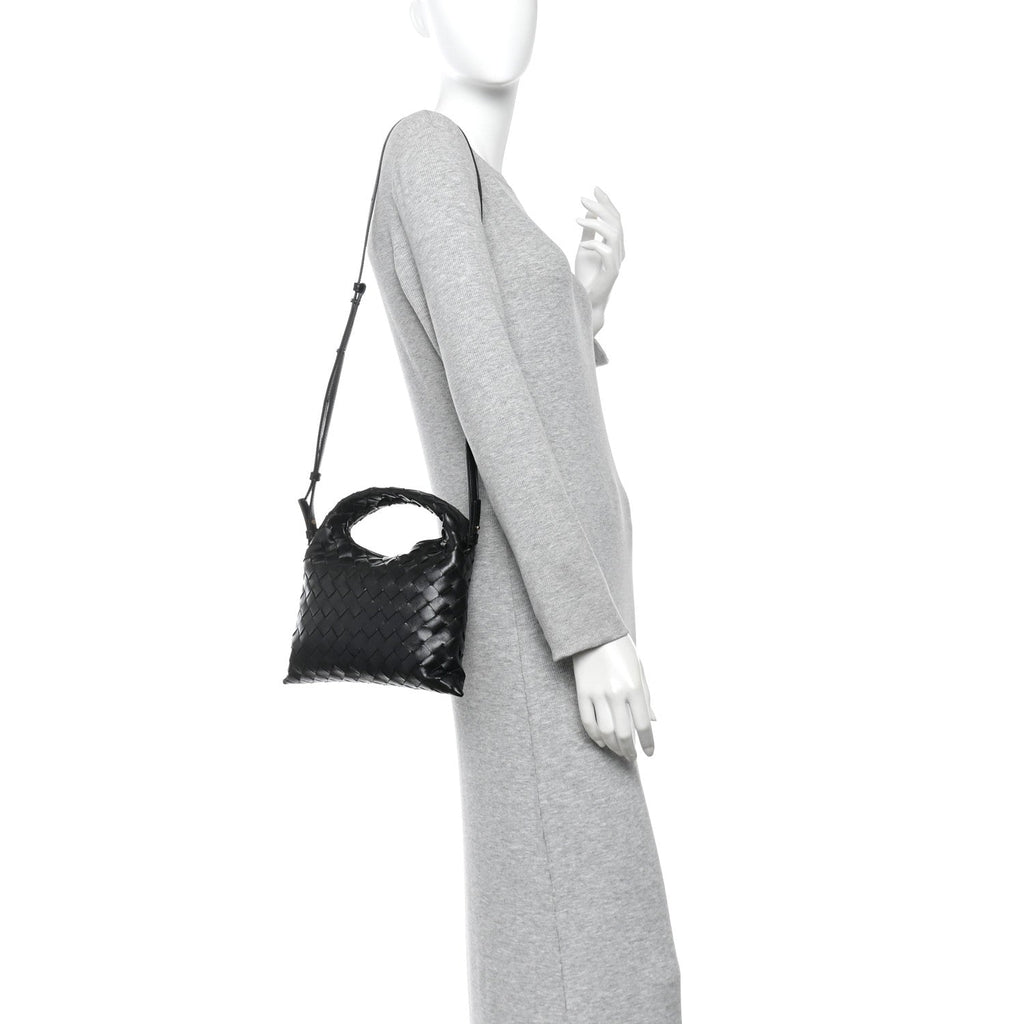 Calfskin Intrecciato Mini Hop Black